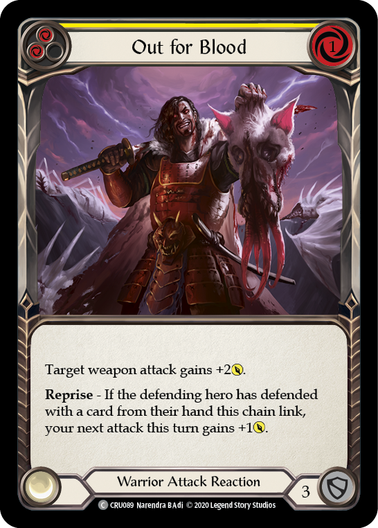 Out for Blood (Yellow) [CRU089] (Crucible of War)  1st Edition Rainbow Foil | Silver Goblin