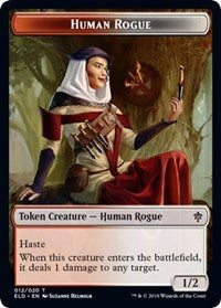 Human Rogue // Food (15) Double-Sided Token [Throne of Eldraine Tokens] | Silver Goblin