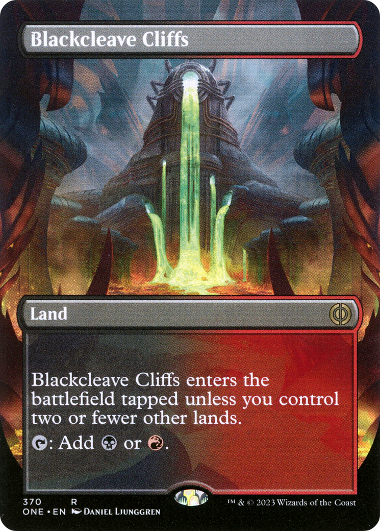 Blackcleave Cliffs (Borderless Alternate Art) [Phyrexia: All Will Be One] | Silver Goblin