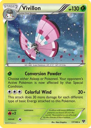 Vivillon (17/146) (Meadow Form/Pink Wings) (Cosmos Holo) [XY: Base Set] | Silver Goblin