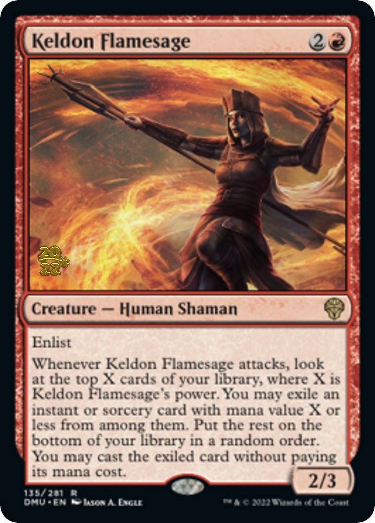 Keldon Flamesage [Dominaria United Prerelease Promos] | Silver Goblin