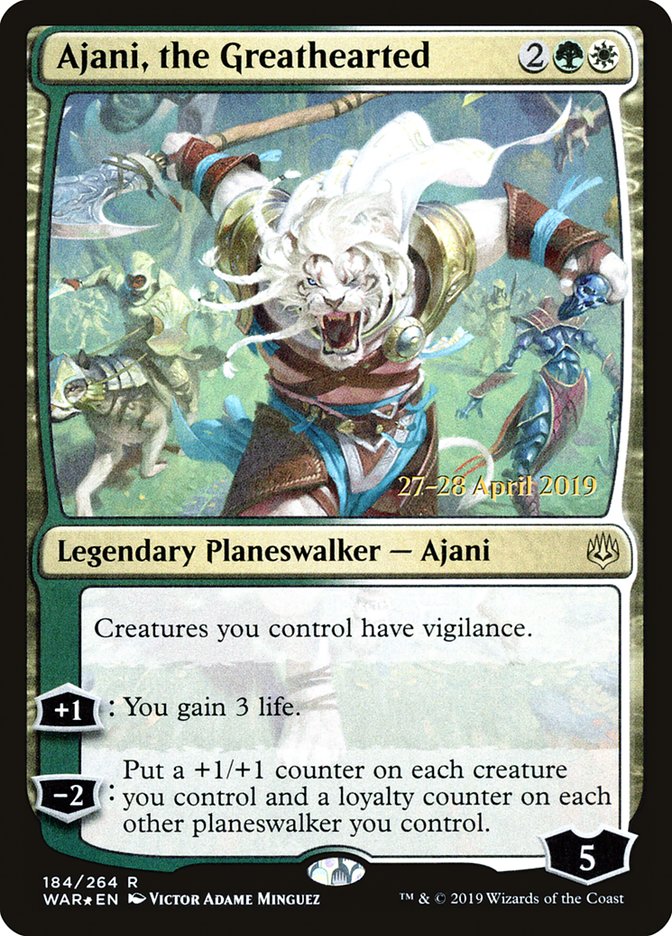 Ajani, the Greathearted [War of the Spark Prerelease Promos] | Silver Goblin
