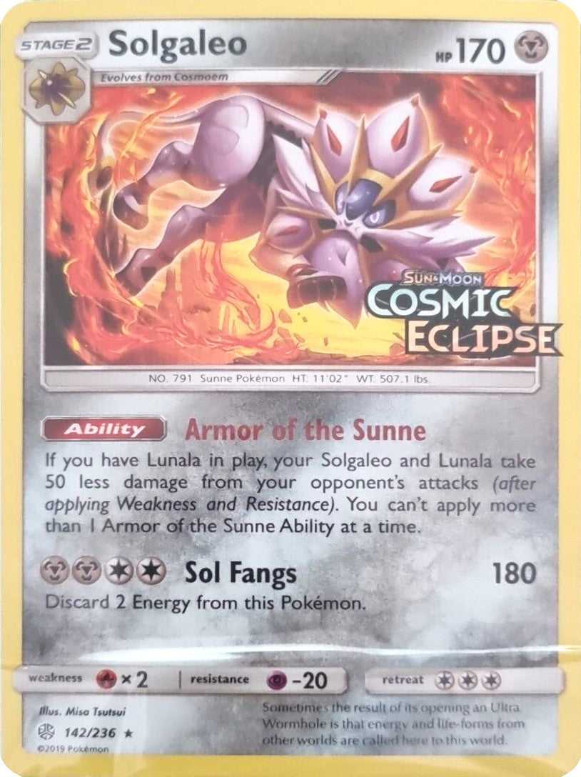 Solgaleo (142/236) (Cosmic Eclipse Stamped) [Sun & Moon: Cosmic Eclipse] | Silver Goblin
