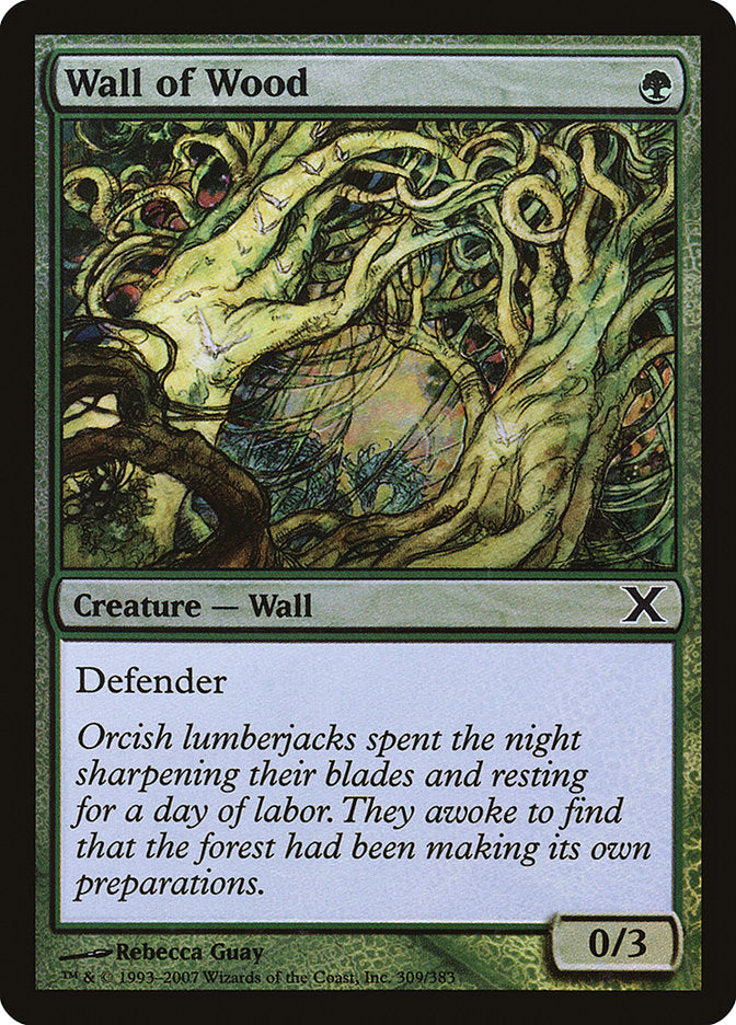 Wall of Wood (Premium Foil) [Tenth Edition] | Silver Goblin