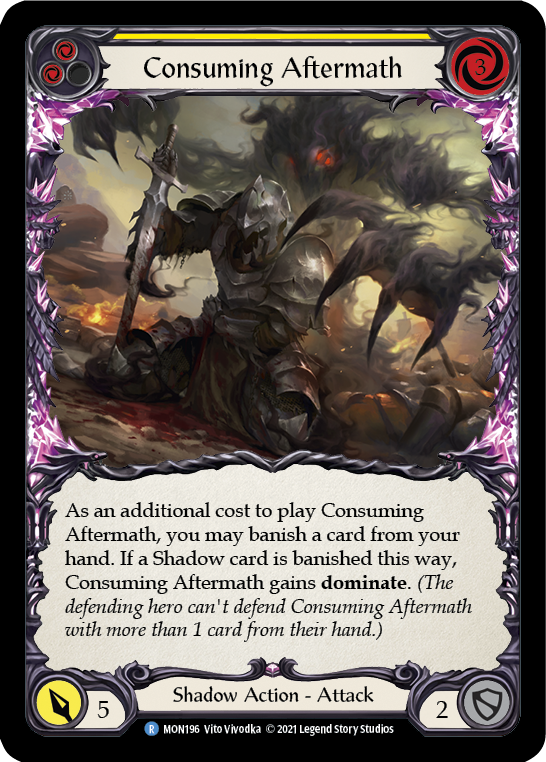 Consuming Aftermath (Yellow) [MON196-RF] (Monarch)  1st Edition Rainbow Foil | Silver Goblin