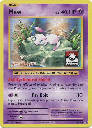 Mew (53/108) (League Promo 4th Place) [XY: Evolutions] | Silver Goblin