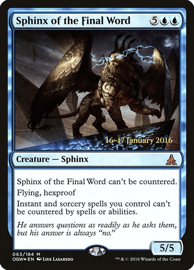 Sphinx of the Final Word [Oath of the Gatewatch Prerelease Promos] | Silver Goblin