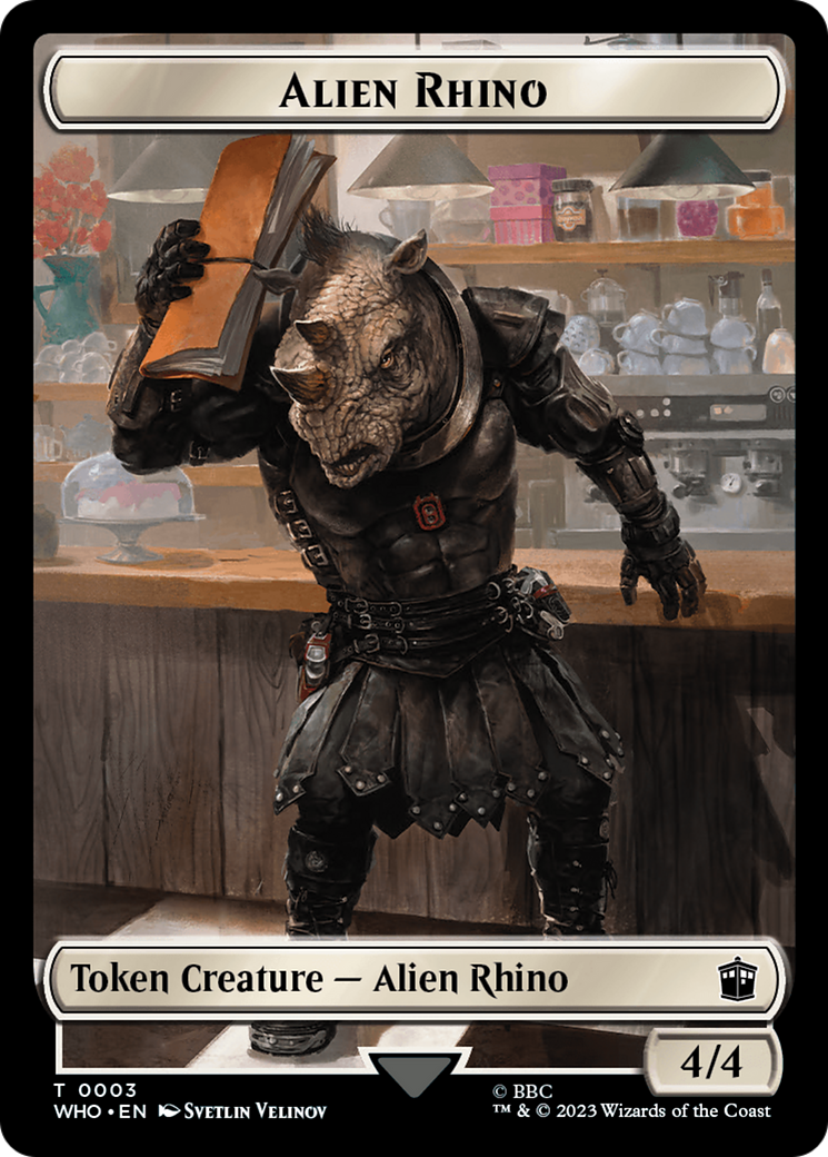 Alien Rhino // Alien Warrior Double-Sided Token [Doctor Who Tokens] | Silver Goblin