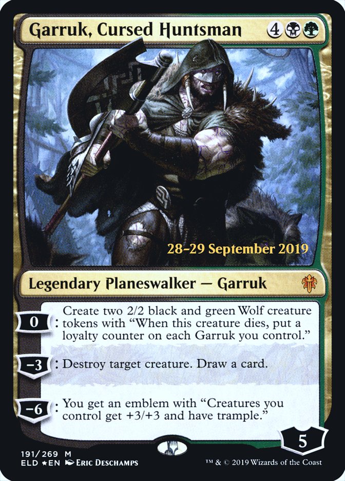 Garruk, Cursed Huntsman [Throne of Eldraine Prerelease Promos] | Silver Goblin