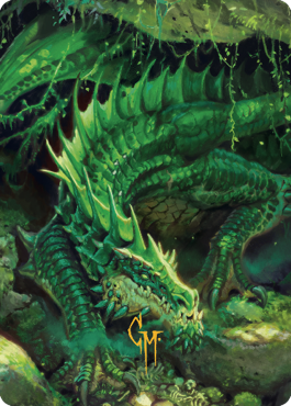 Lurking Green Dragon Art Card (Gold-Stamped Signature) [Commander Legends: Battle for Baldur's Gate Art Series] | Silver Goblin