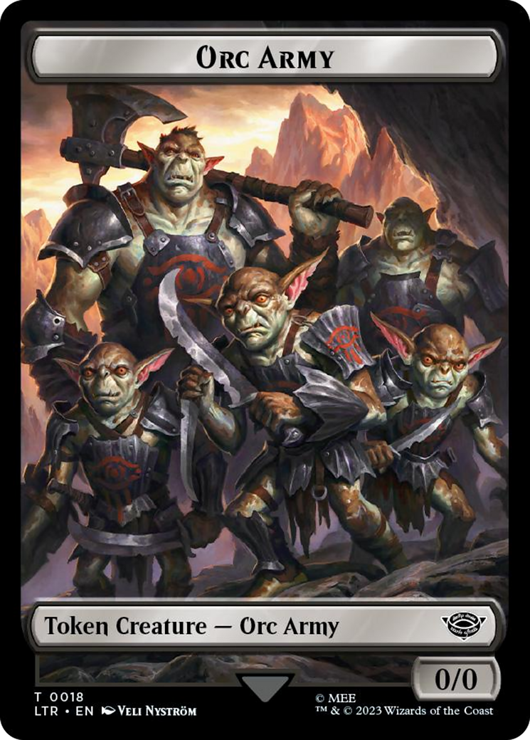 Orc Army (0018) // Food (0023) Double-Sided Token (Surge Foil) [The Lord of the Rings: Tales of Middle-Earth Tokens] | Silver Goblin