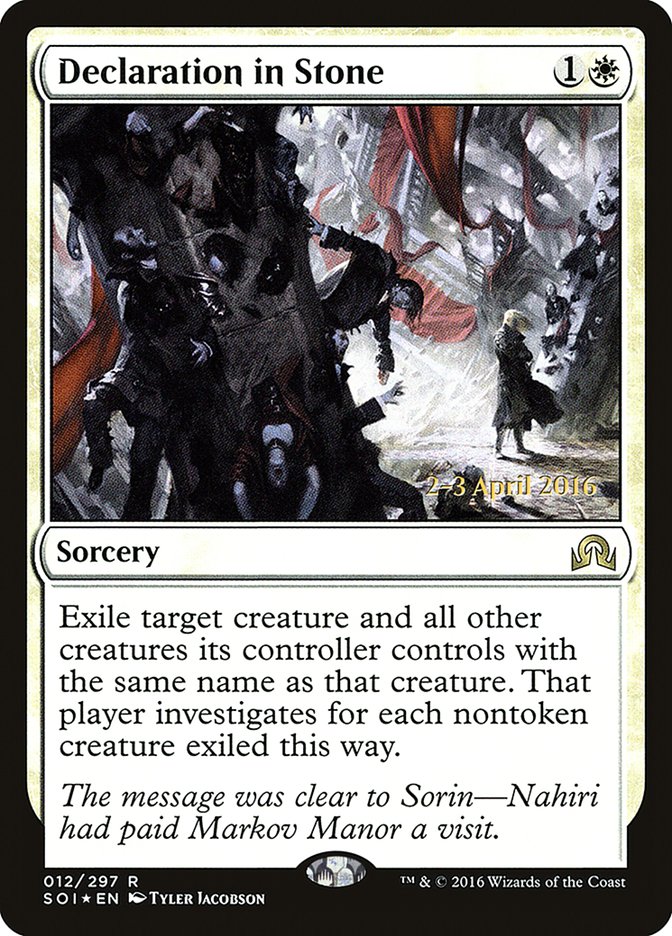 Declaration in Stone [Shadows over Innistrad Prerelease Promos] | Silver Goblin