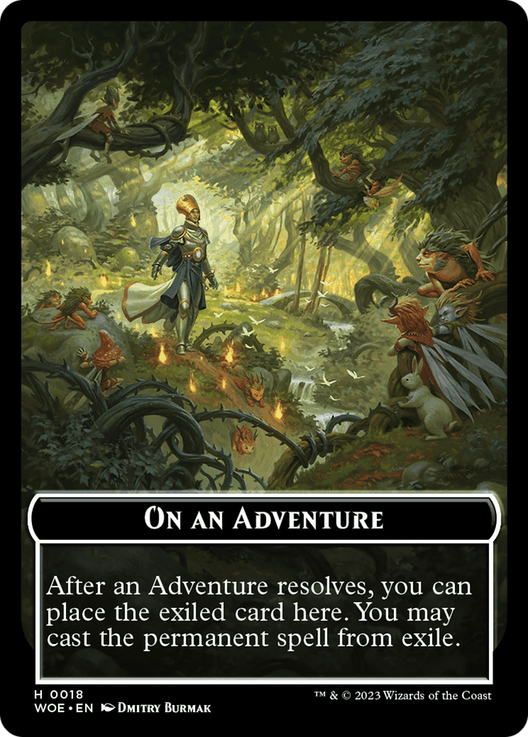 On an Adventure Emblem [Wilds of Eldraine Tokens] | Silver Goblin