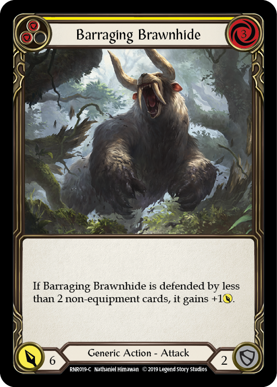 Barraging Brawnhide (Yellow) [RNR019-C] (Rhinar Hero Deck)  1st Edition Normal | Silver Goblin