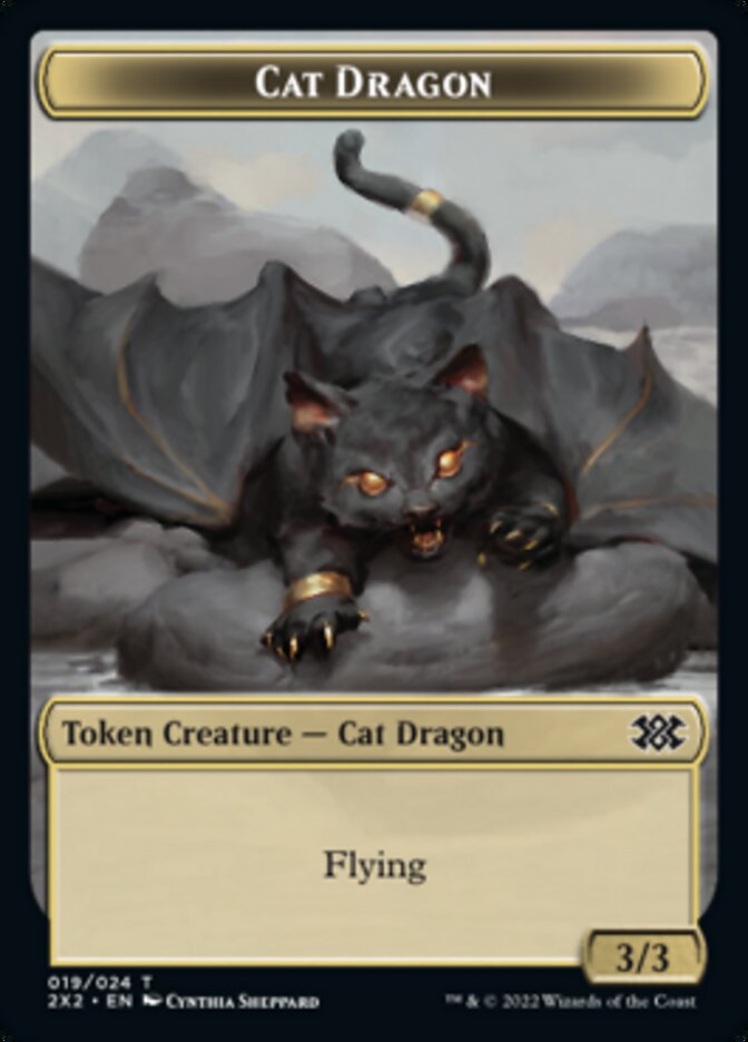 Cat Dragon // Spirit (008) Double-Sided Token [Double Masters 2022 Tokens] | Silver Goblin