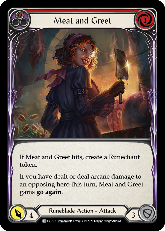 Meat and Greet (Red) [CRU151] (Crucible of War)  1st Edition Rainbow Foil | Silver Goblin