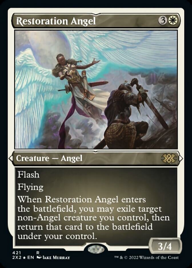 Restoration Angel (Foil Etched) [Double Masters 2022] | Silver Goblin