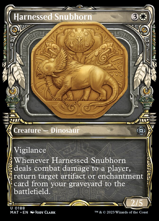 Harnessed Snubhorn (Showcase Halo Foil) [March of the Machine: The Aftermath] | Silver Goblin