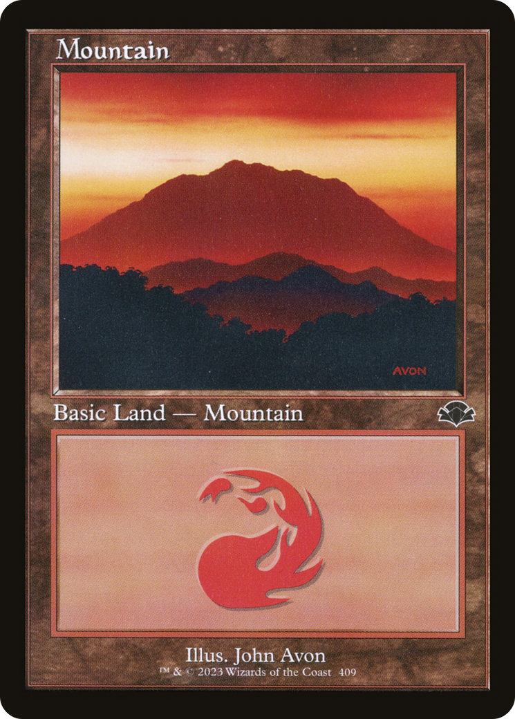 Mountain (409) (Retro) [Dominaria Remastered] | Silver Goblin