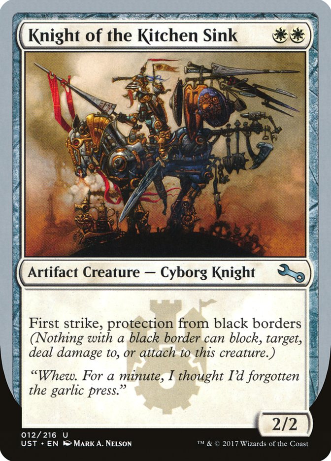 Knight of the Kitchen Sink ("protection from black border") [Unstable] | Silver Goblin