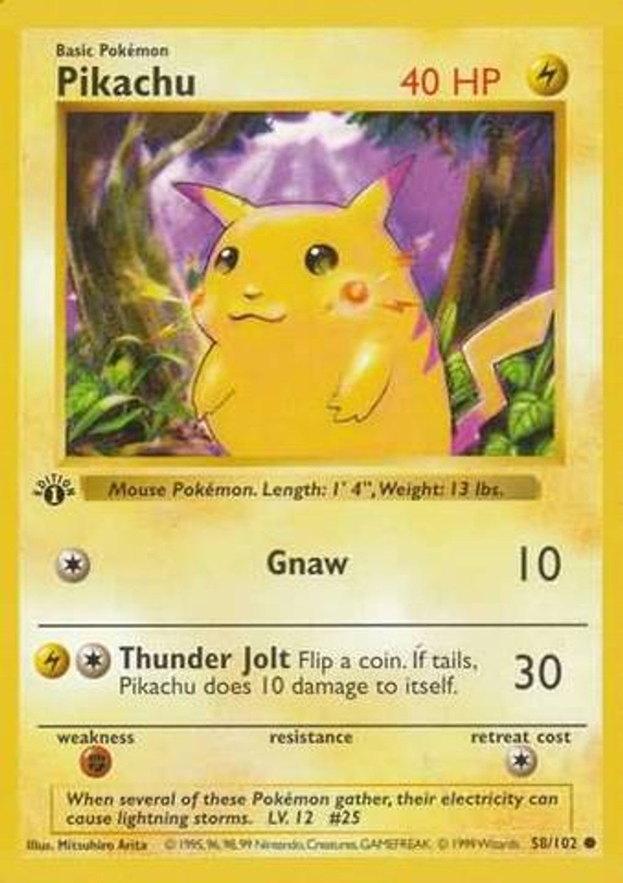 Pikachu (58/102) (Red Cheeks Misprint) [Base Set 1st Edition] | Silver Goblin