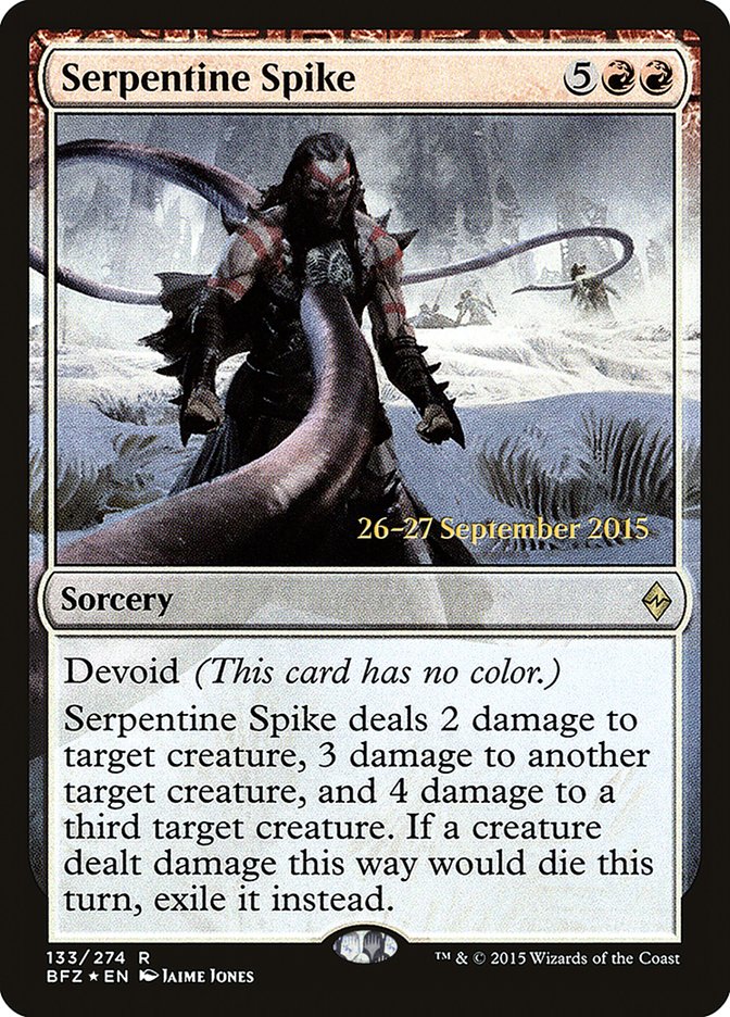 Serpentine Spike [Battle for Zendikar Prerelease Promos] | Silver Goblin