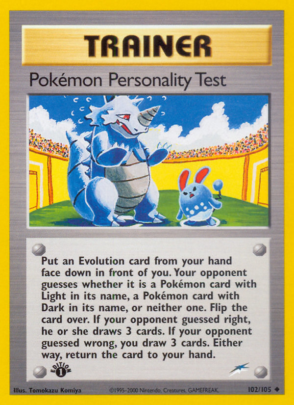 Pokemon Personality Test (102/105) [Neo Destiny 1st Edition] | Silver Goblin