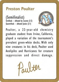 1996 Preston Poulter Biography Card [World Championship Decks] | Silver Goblin