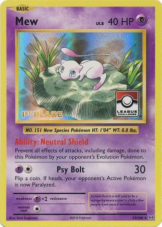Mew (53/108) (League Promo 1st Place) [XY: Evolutions] | Silver Goblin