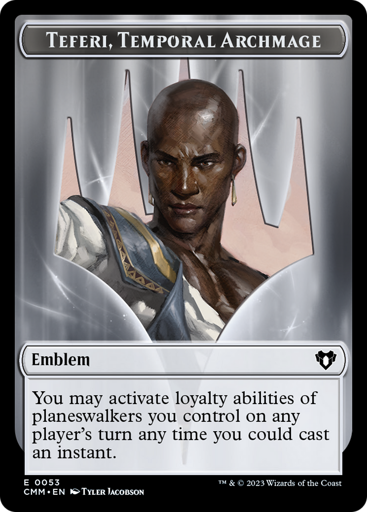 Clue // Emblem - Teferi, Temporal Archmage Double-Sided Token [Commander Masters Tokens] | Silver Goblin