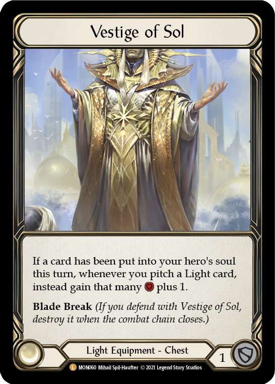 Vestige of Sol [MON060-CF] (Monarch)  1st Edition Cold Foil | Silver Goblin