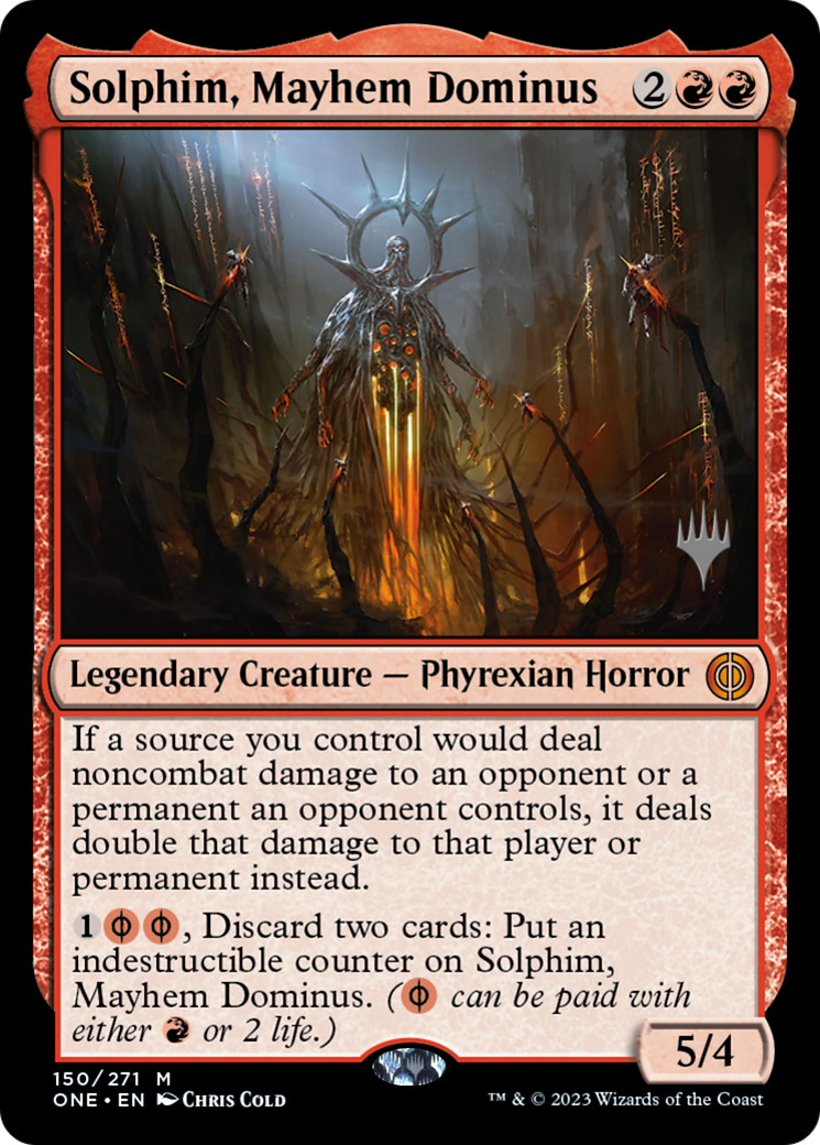 Solphim, Mayhem Dominus (Promo Pack) [Phyrexia: All Will Be One Promos] | Silver Goblin
