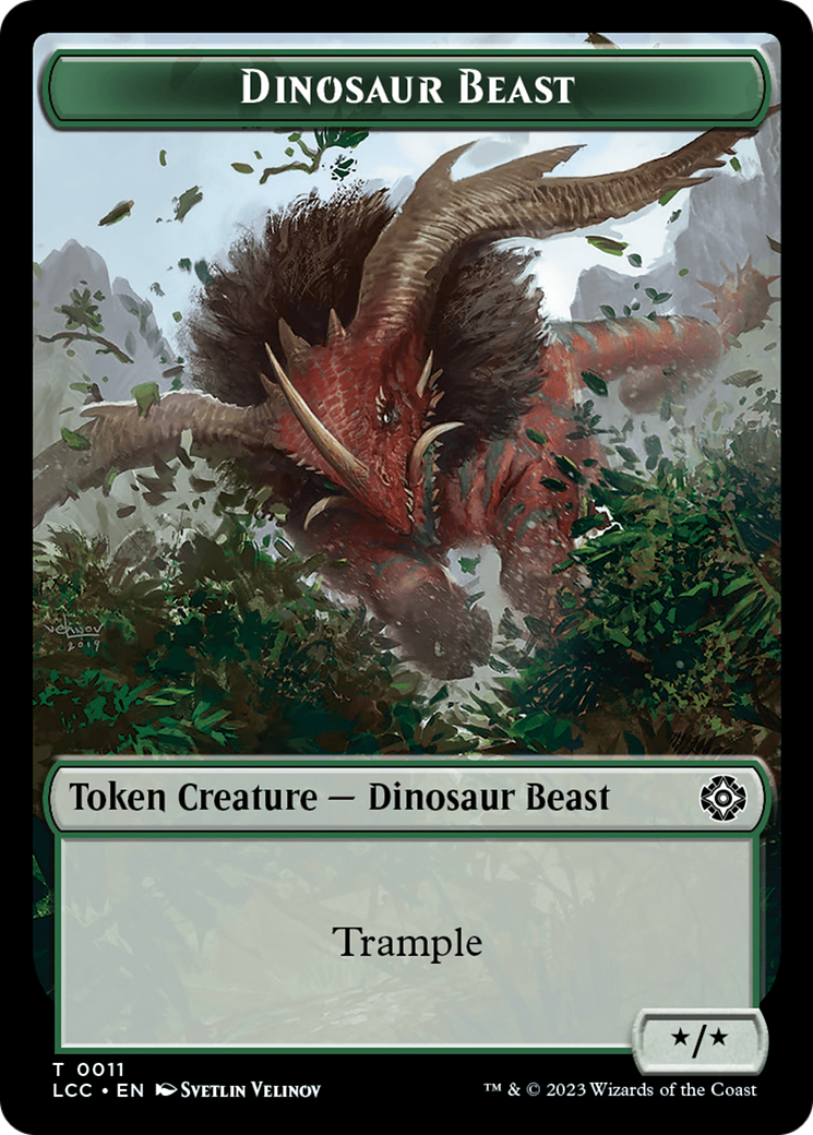Dinosaur Beast // Dinosaur Double-Sided Token [The Lost Caverns of Ixalan Commander Tokens] | Silver Goblin