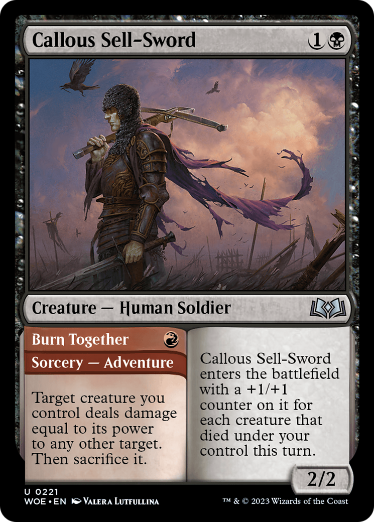 Callous Sell-Sword // Burn Together [Wilds of Eldraine] | Silver Goblin