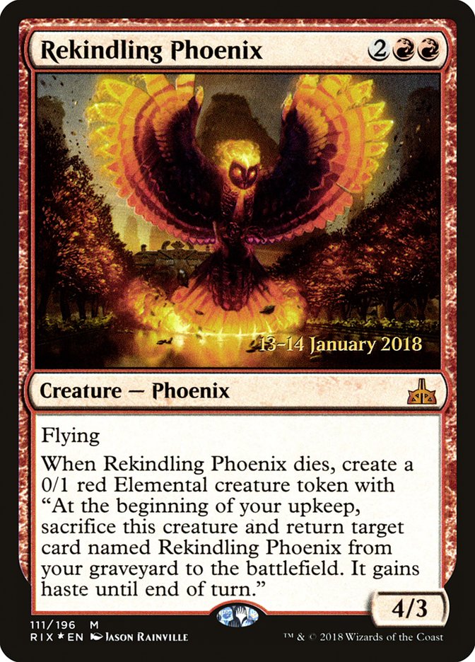 Rekindling Phoenix [Rivals of Ixalan Prerelease Promos] | Silver Goblin