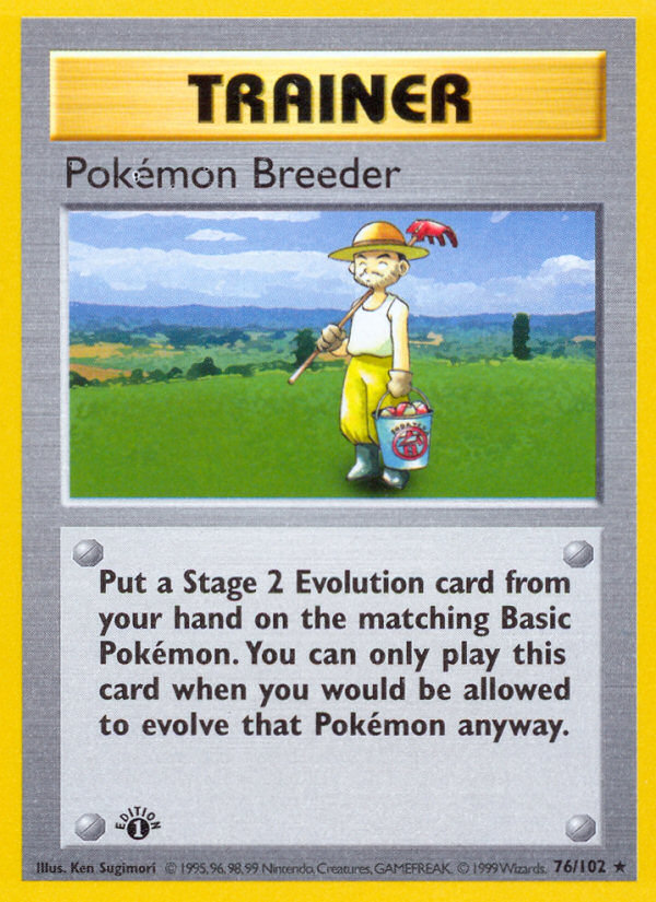Pokemon Breeder (76/102) (Shadowless) [Base Set 1st Edition] | Silver Goblin