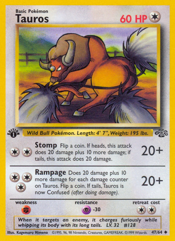 Tauros (47/64) [Jungle 1st Edition] | Silver Goblin