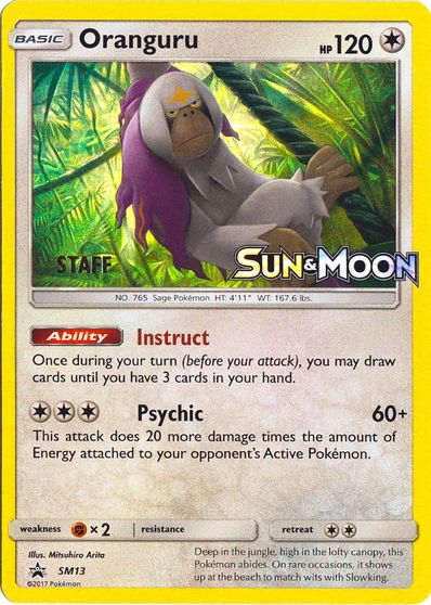 Oranguru (SM13) (Staff Prerelease Promo) [Sun & Moon: Black Star Promos] | Silver Goblin
