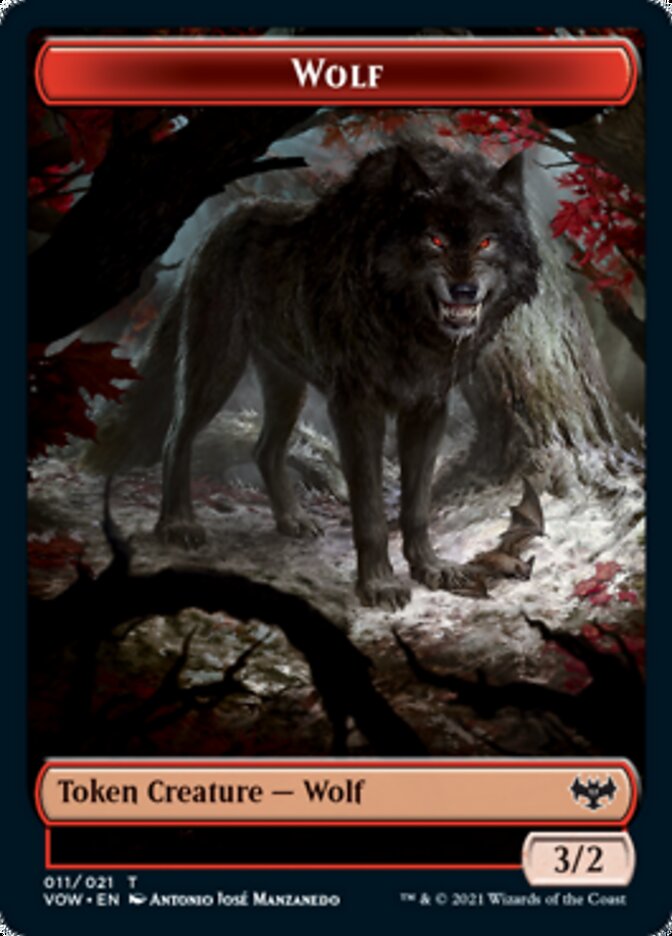 Wolf (011) // Treasure Double-Sided Token [Innistrad: Crimson Vow Tokens] | Silver Goblin
