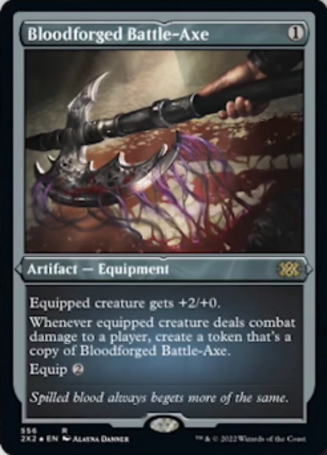 Bloodforged Battle-Axe (Foil Etched) [Double Masters 2022] | Silver Goblin