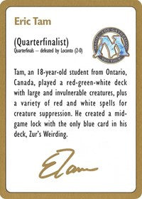 1996 Eric Tam Biography Card [World Championship Decks] | Silver Goblin