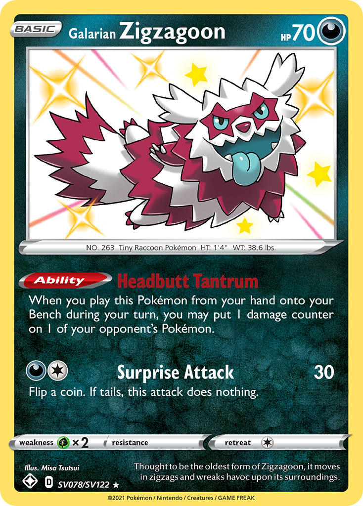 Galarian Zigzagoon (SV078/SV122) [Sword & Shield: Shining Fates] | Silver Goblin