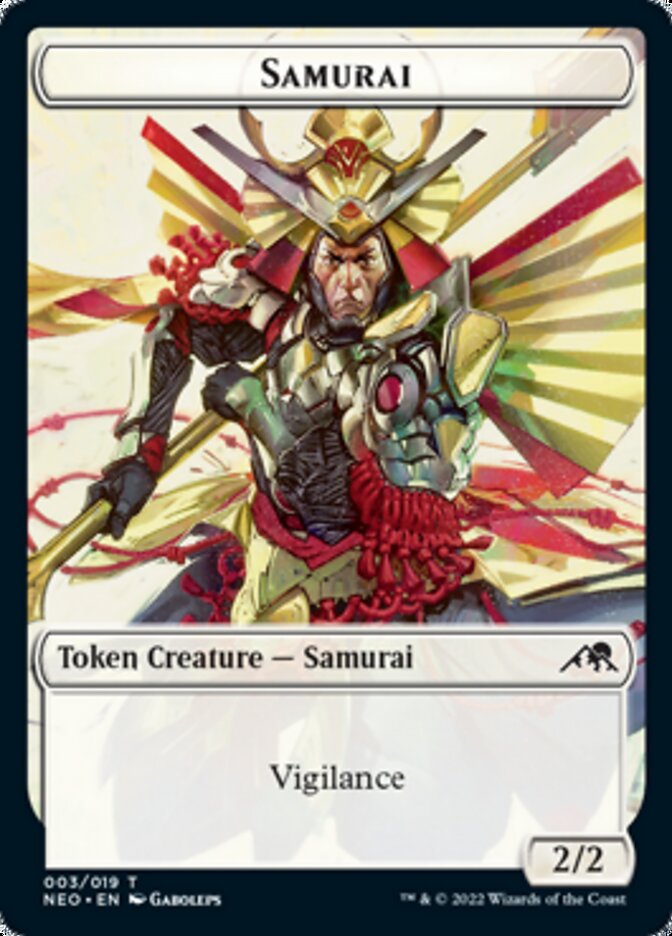 Samurai // Tezzeret, Betrayer of Flesh Emblem Double-Sided Token [Kamigawa: Neon Dynasty Tokens] | Silver Goblin