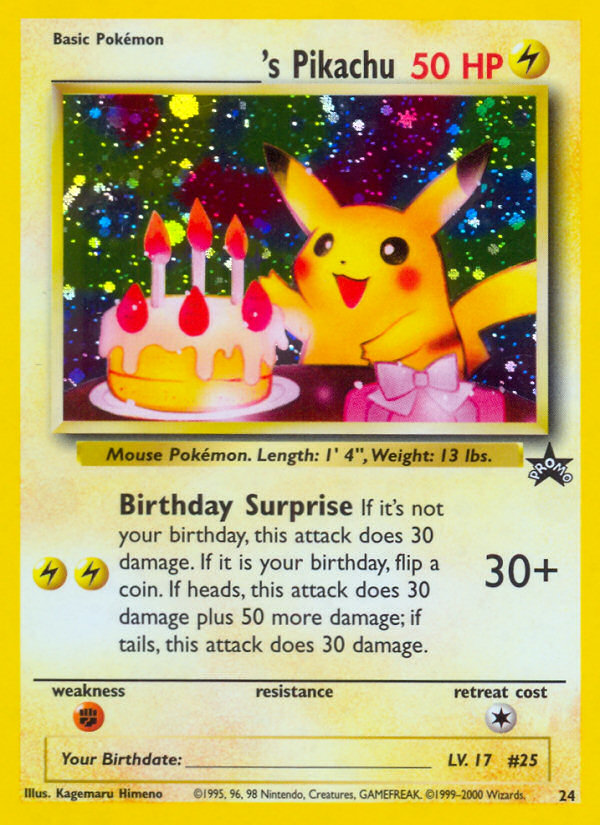 _____'s Pikachu (24) (Birthday Pikachu) [Wizards of the Coast: Black Star Promos] | Silver Goblin