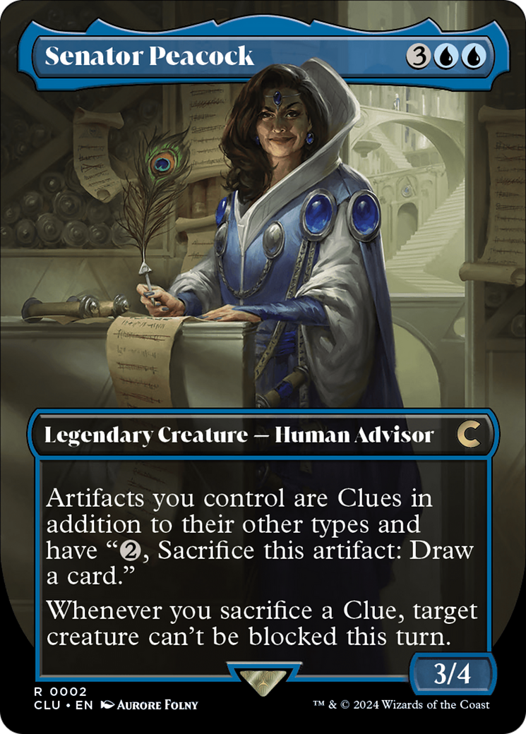 Senator Peacock (Borderless) [Ravnica: Clue Edition] | Silver Goblin