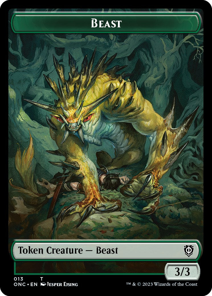 Poison Counter // Beast Double-Sided Token [Phyrexia: All Will Be One Commander Tokens] | Silver Goblin