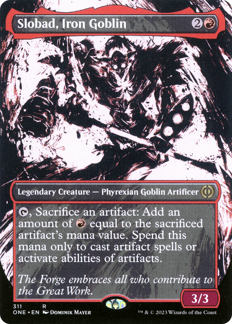 Slobad, Iron Goblin (Borderless Ichor) [Phyrexia: All Will Be One] | Silver Goblin