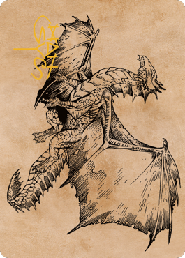 Ancient Bronze Dragon Art Card (58) (Gold-Stamped Signature) [Commander Legends: Battle for Baldur's Gate Art Series] | Silver Goblin