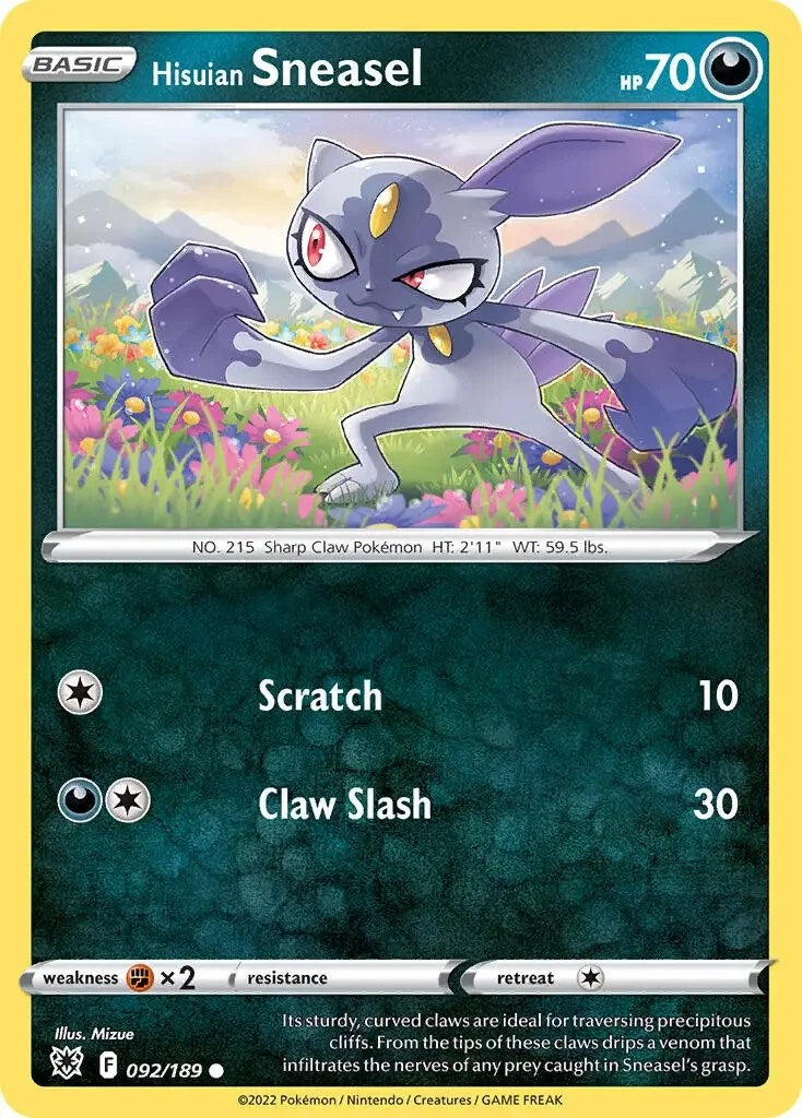 Hisuian Sneasel (092/189) (Theme Deck Exclusive) [Sword & Shield: Astral Radiance] | Silver Goblin