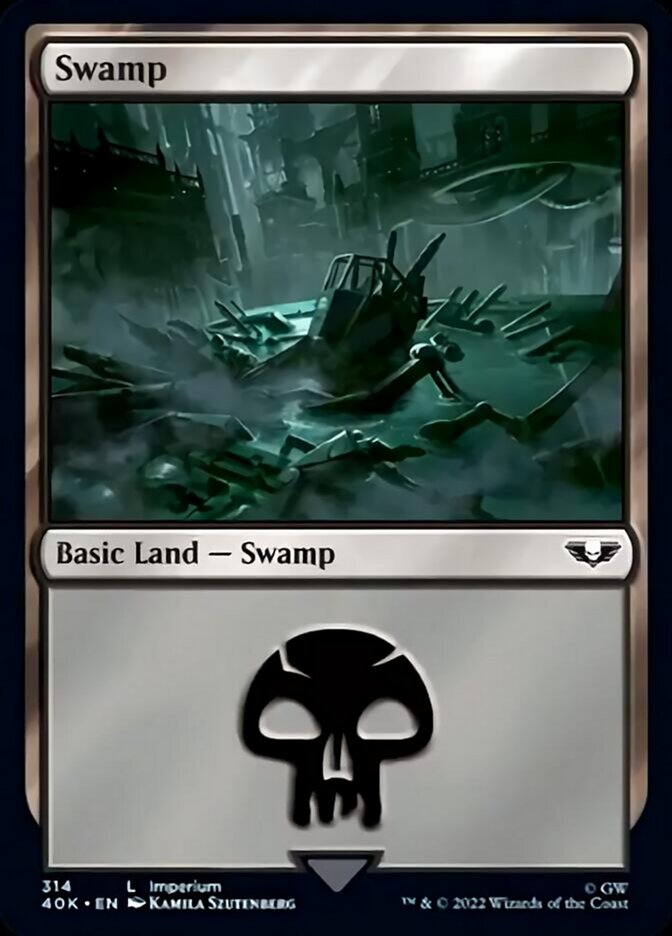 Swamp (314) (Surge Foil) [Warhammer 40,000] | Silver Goblin